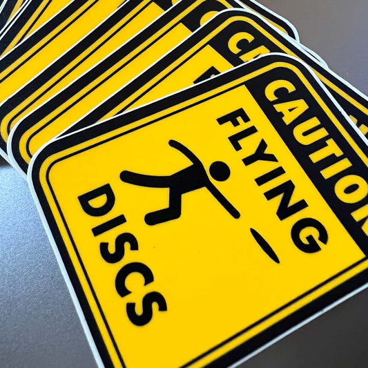 Caution Disc Golf Sticker