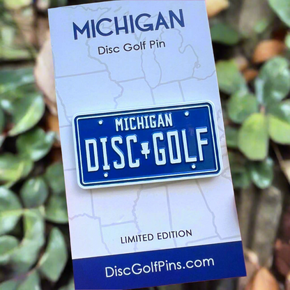 Michigan Vintage License Plate Disc Golf Pin