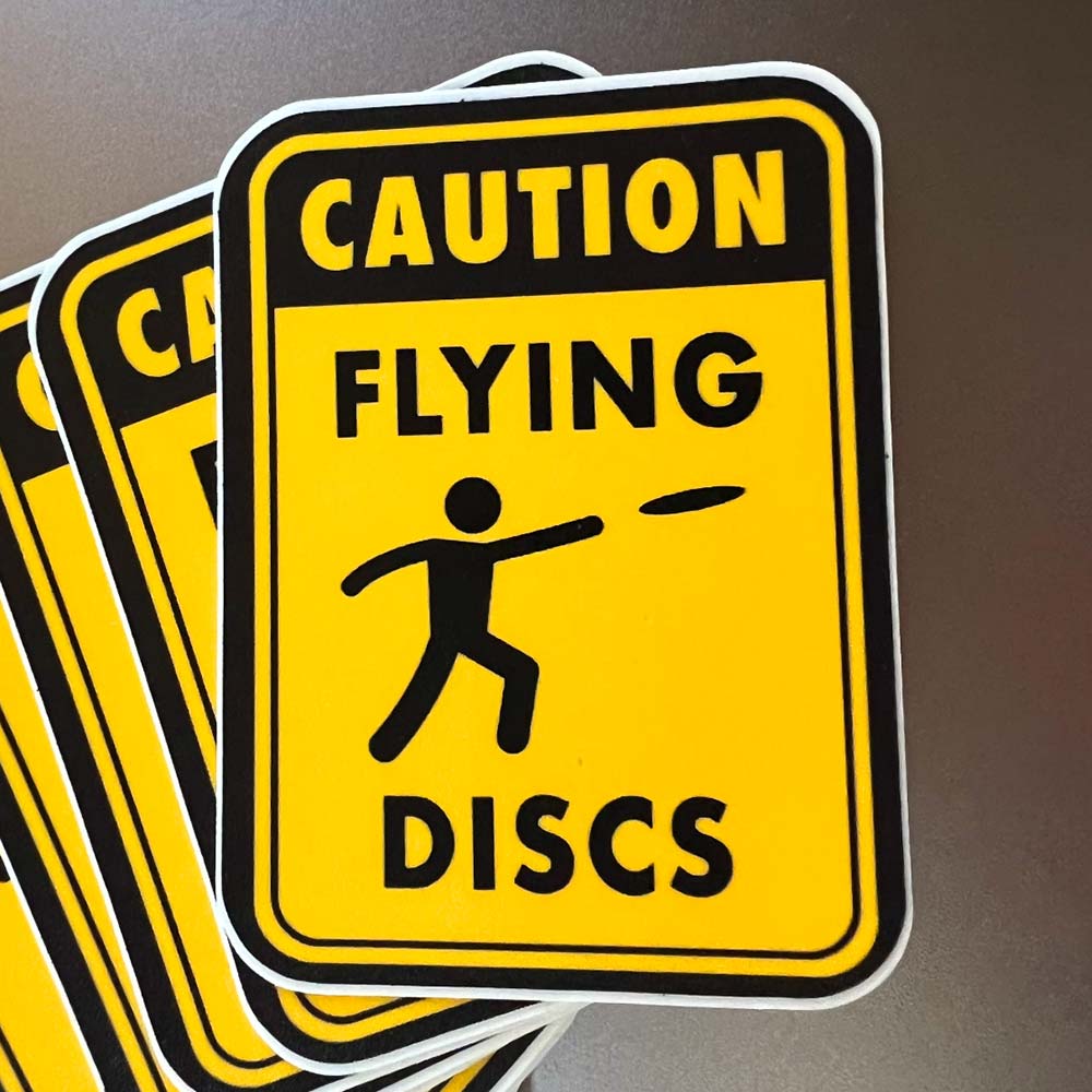 Caution Disc Golf Sticker