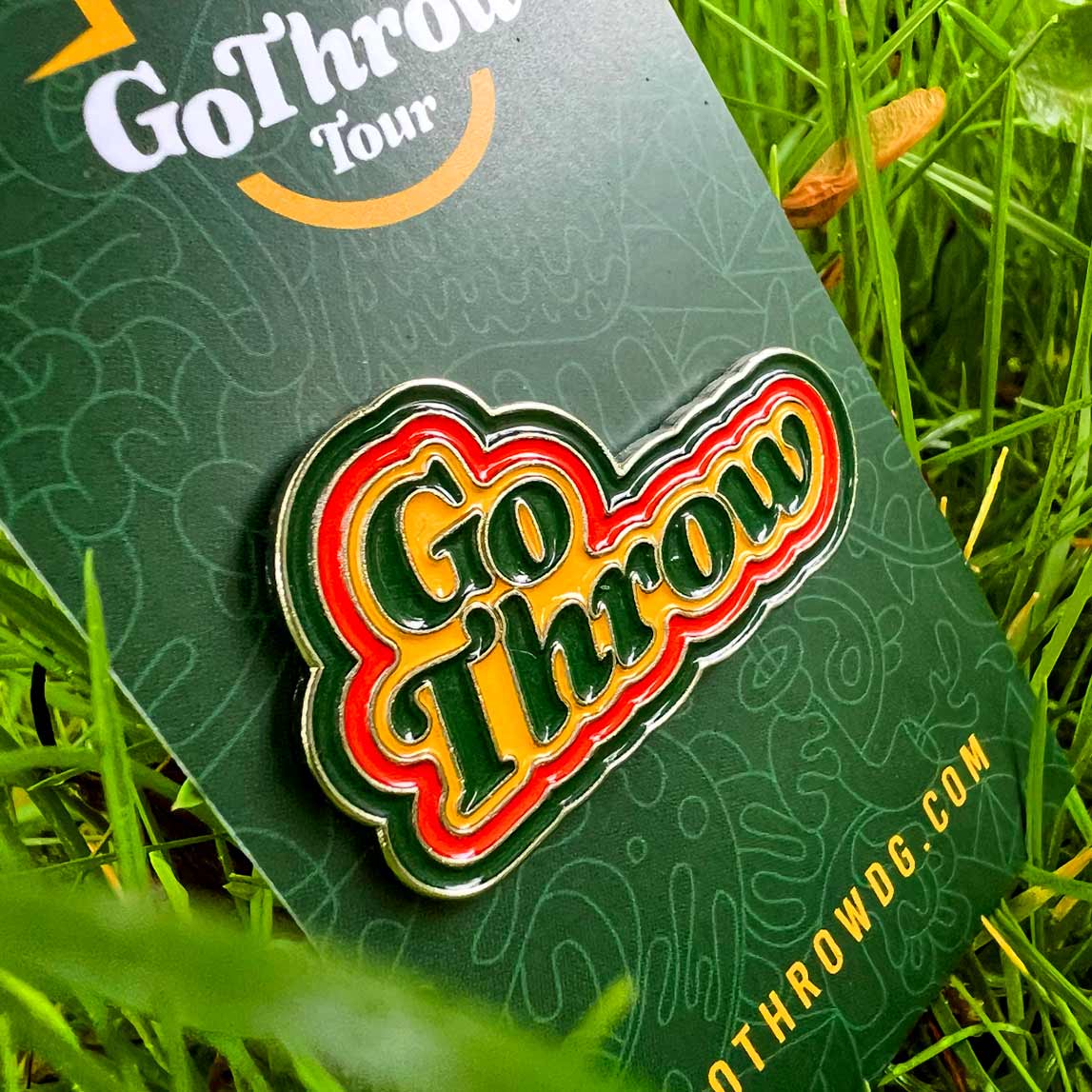 Go Throw Stacked Logo Disc Golf Pin