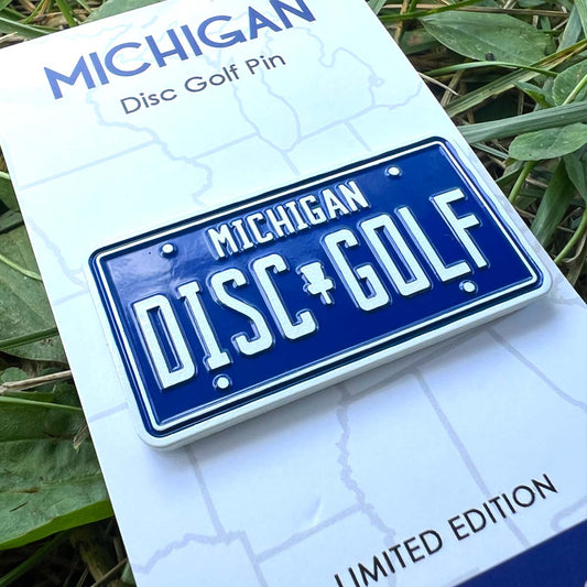 Michigan Vintage License Plate Disc Golf Pin